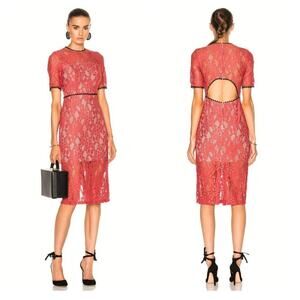 Alexis Remi Guipure Lace Pencil Dress Size XS Short Sleeves Cut Out Pink Vday